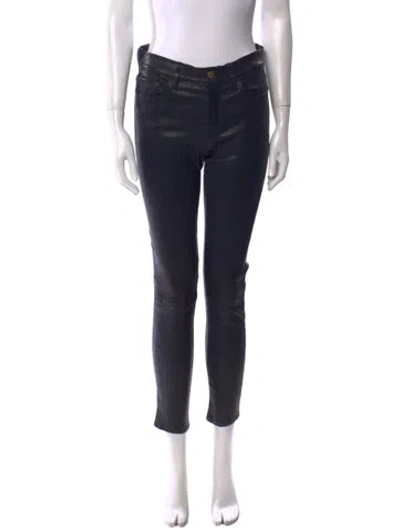 Pre-owned Frame Lamb Leather Skinny Leg Pants In Black