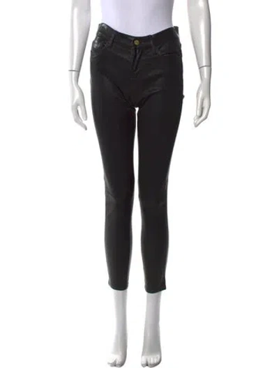 Pre-owned Frame Lamb Leather Skinny Leg Pants In Black
