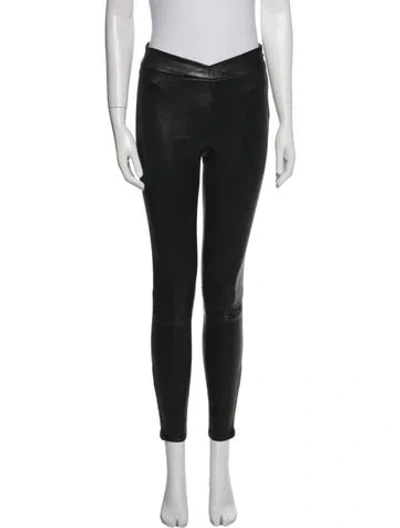 Pre-owned Frame Lamb Leather Skinny Leg Pants In Black