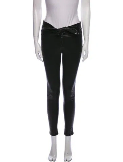 Pre-owned Frame Lamb Leather Skinny Leg Pants In Black