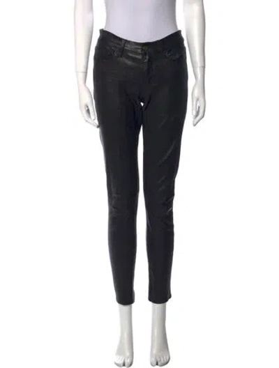 Pre-owned Frame Lamb Leather Skinny Leg Pants In Black