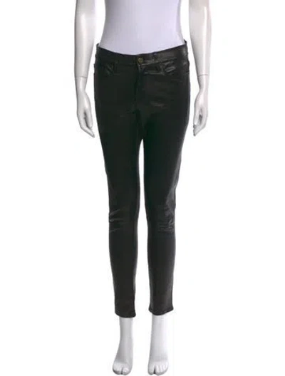 Pre-owned Frame Lamb Leather Skinny Leg Pants In Black