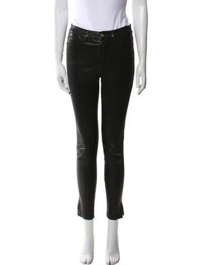 Pre-owned Frame Lamb Leather Skinny Leg Pants In Black
