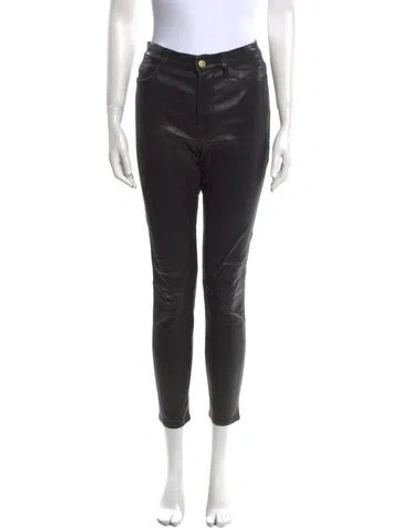 Pre-owned Frame Lamb Leather Skinny Leg Pants In Black