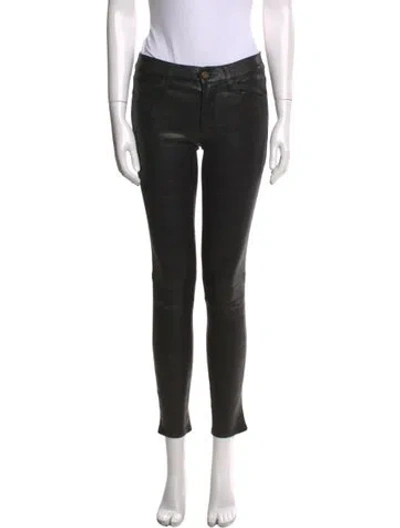 Pre-owned Frame Lamb Leather Skinny Leg Pants In Black