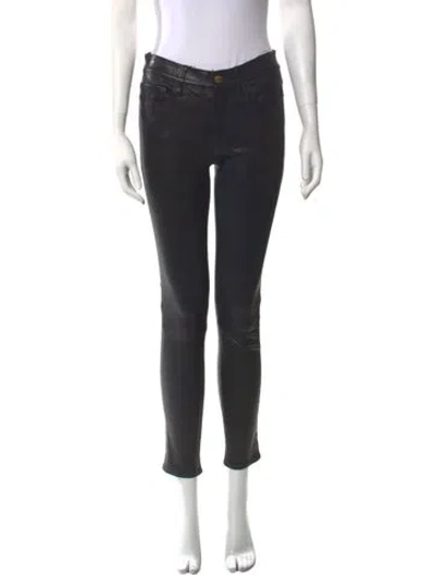 Pre-owned Frame Lamb Leather Skinny Leg Pants In Black