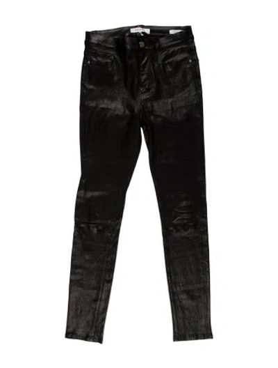 Pre-owned Frame Lamb Leather Skinny Leg Pants In Black