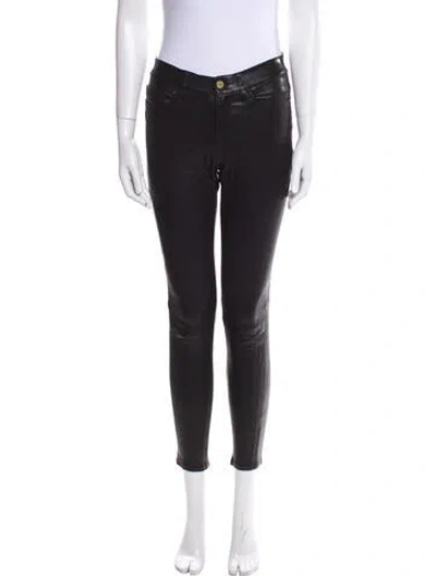 Pre-owned Frame Lamb Leather Skinny Leg Pants In Black