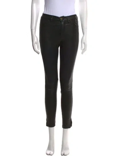 Pre-owned Frame Lamb Leather Skinny Leg Pants In Black