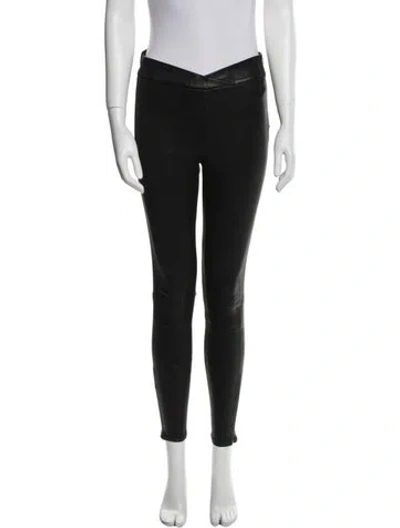 Pre-owned Frame Lamb Leather Skinny Leg Pants In Black