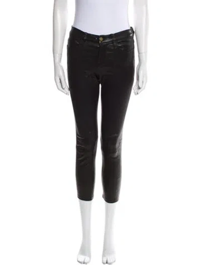 Pre-owned Frame Lamb Leather Skinny Leg Pants In Black