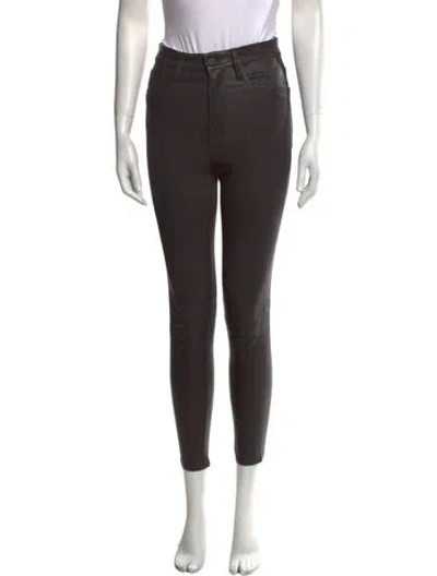 Pre-owned Frame Lamb Leather Skinny Leg Pants In Black