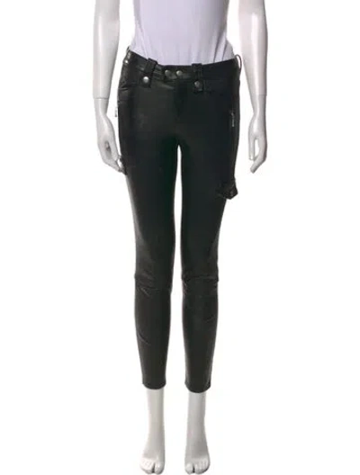 Pre-owned Frame Lamb Leather Skinny Leg Pants In Black