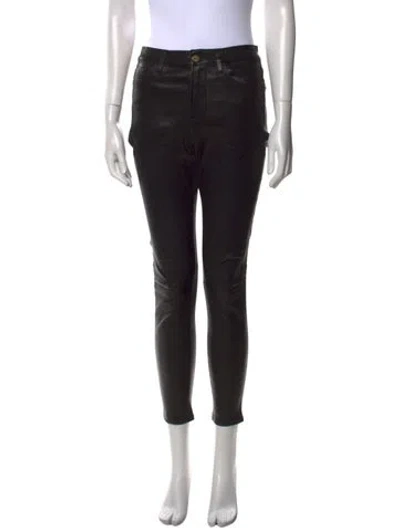 Pre-owned Frame Lamb Leather Skinny Leg Pants In Black