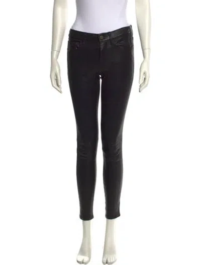 Pre-owned Frame Lamb Leather Skinny Leg Pants In Black