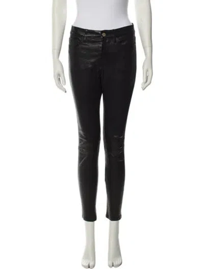 Pre-owned Frame Lamb Leather Skinny Leg Pants In Black