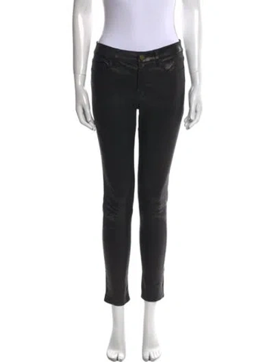 Pre-owned Frame Lamb Leather Skinny Leg Pants In Black