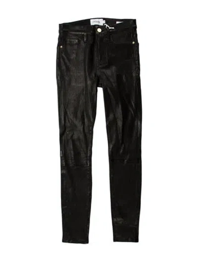 Pre-owned Frame Lamb Leather Skinny Leg Pants In Black