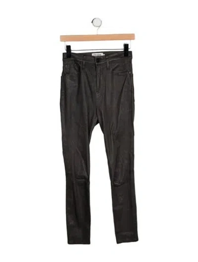 Pre-owned Frame Lamb Leather Skinny Leg Pants In Black