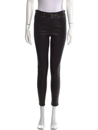 Pre-owned Frame Lamb Leather Skinny Leg Pants In Black