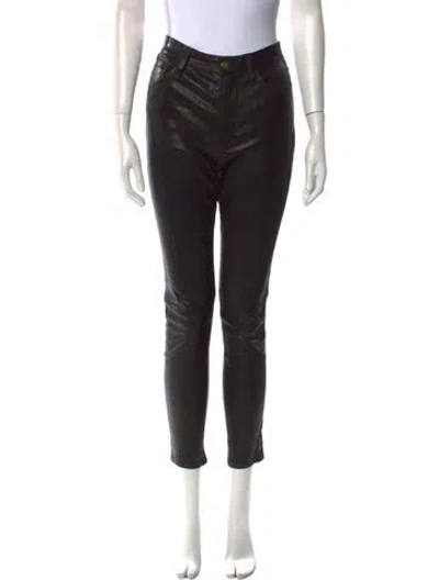 Pre-owned Frame Lamb Leather Skinny Leg Pants In Black
