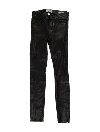 Pre-owned Frame Lamb Leather Skinny Leg Pants In Black