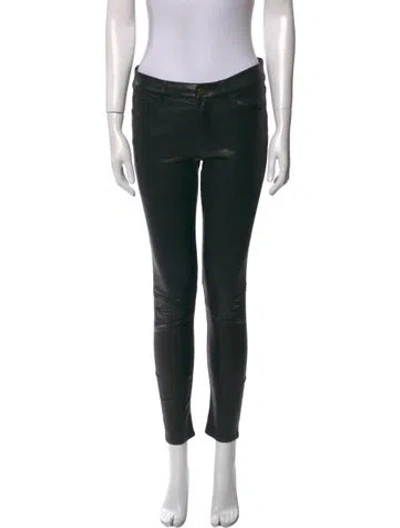 Pre-owned Frame Lamb Leather Skinny Leg Pants In Black