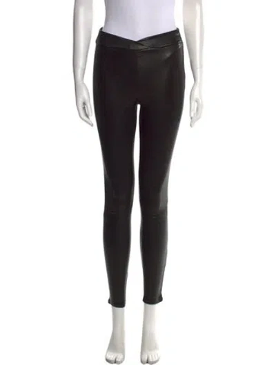 Pre-owned Frame Lamb Leather Skinny Leg Pants In Black