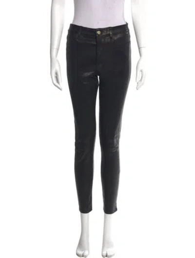 Pre-owned Frame Lamb Leather Skinny Leg Pants In Black