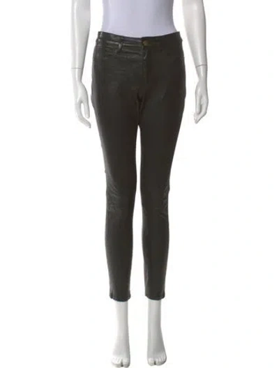 Pre-owned Frame Lamb Leather Skinny Leg Pants In Black