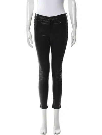 Pre-owned Frame Lamb Leather Skinny Leg Pants In Black