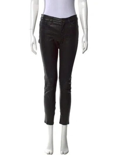 Pre-owned Frame Lamb Leather Skinny Leg Pants In Black