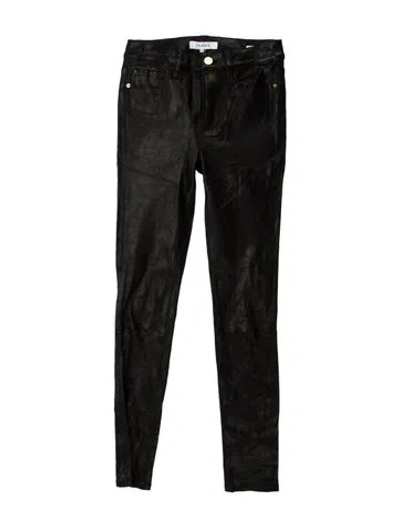 Pre-owned Frame Lamb Leather Skinny Leg Pants In Black