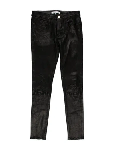 Pre-owned Frame Lamb Leather Skinny Leg Pants In Black