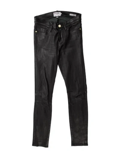 Pre-owned Frame Lamb Leather Skinny Leg Pants In Black