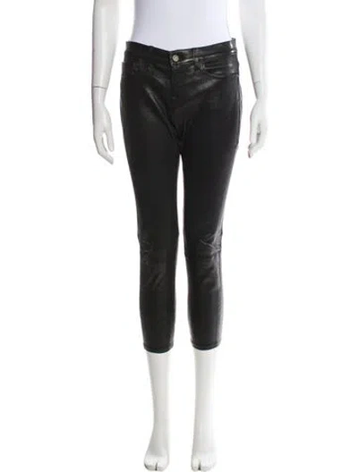 Pre-owned Frame Lamb Leather Skinny Leg Pants In Black