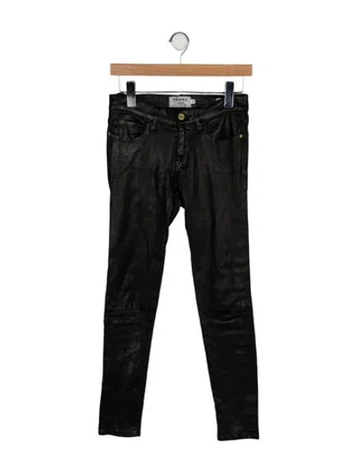 Pre-owned Frame Lamb Leather Skinny Leg Pants In Black