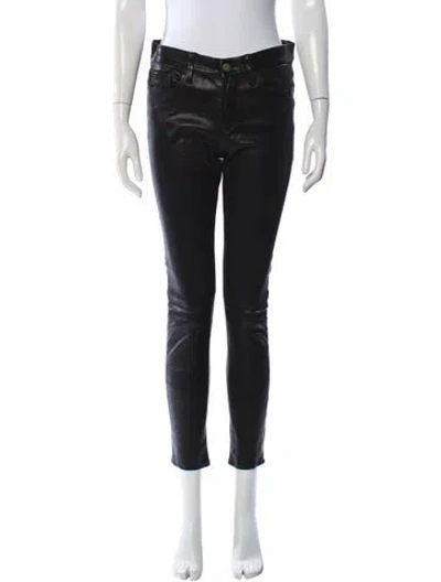 Pre-owned Frame Lamb Leather Skinny Leg Pants In Black