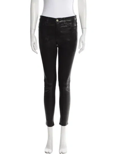 Pre-owned Frame Lamb Leather Skinny Leg Pants In Black