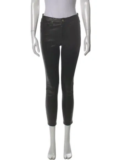 Pre-owned Frame Lamb Leather Skinny Leg Pants In Black