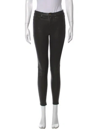 Pre-owned Frame Lamb Leather Skinny Leg Pants In Black