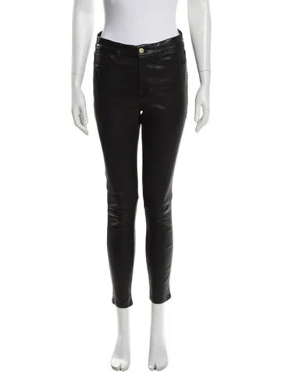 Pre-owned Frame Lamb Leather Skinny Leg Pants In Black