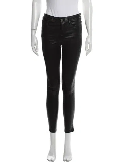 Pre-owned Frame Lamb Leather Skinny Leg Pants In Black