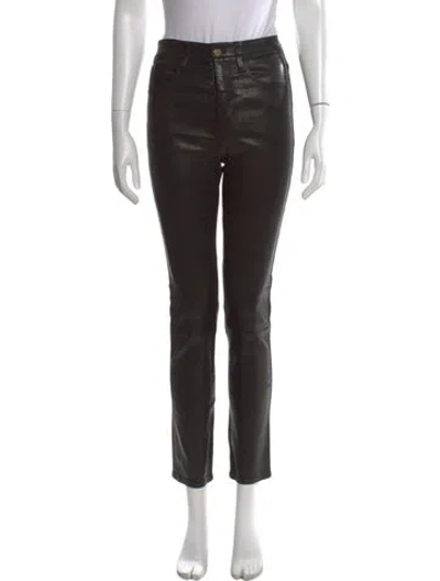 Pre-owned Frame Lamb Leather Skinny Leg Pants In Black