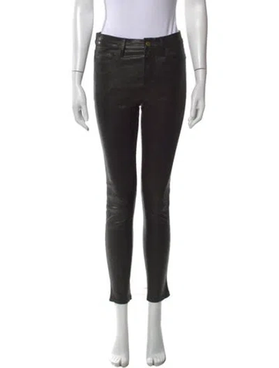 Pre-owned Frame Lamb Leather Skinny Leg Pants In Black