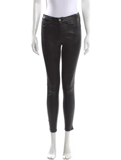 Pre-owned Frame Lamb Leather Skinny Leg Pants In Black