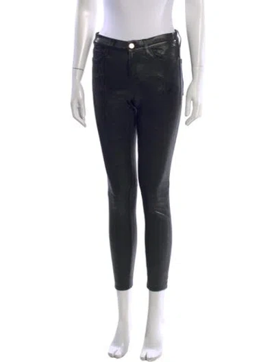 Pre-owned Frame Lamb Leather Skinny Leg Pants In Black