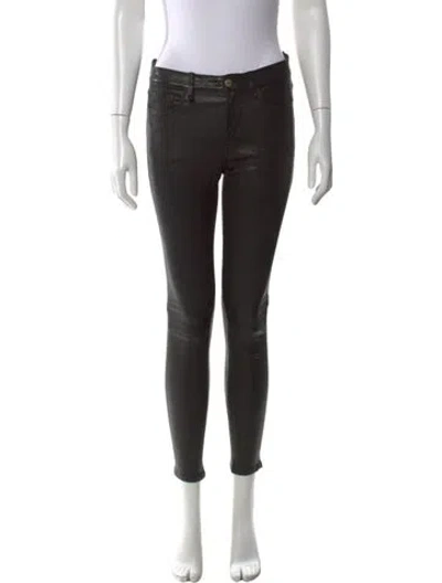 Pre-owned Frame Lamb Leather Skinny Leg Pants In Black
