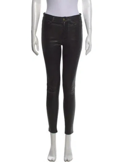 Pre-owned Frame Lamb Leather Skinny Leg Pants In Black