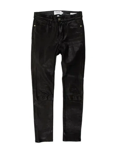 Pre-owned Frame Lamb Leather Skinny Leg Pants In Black